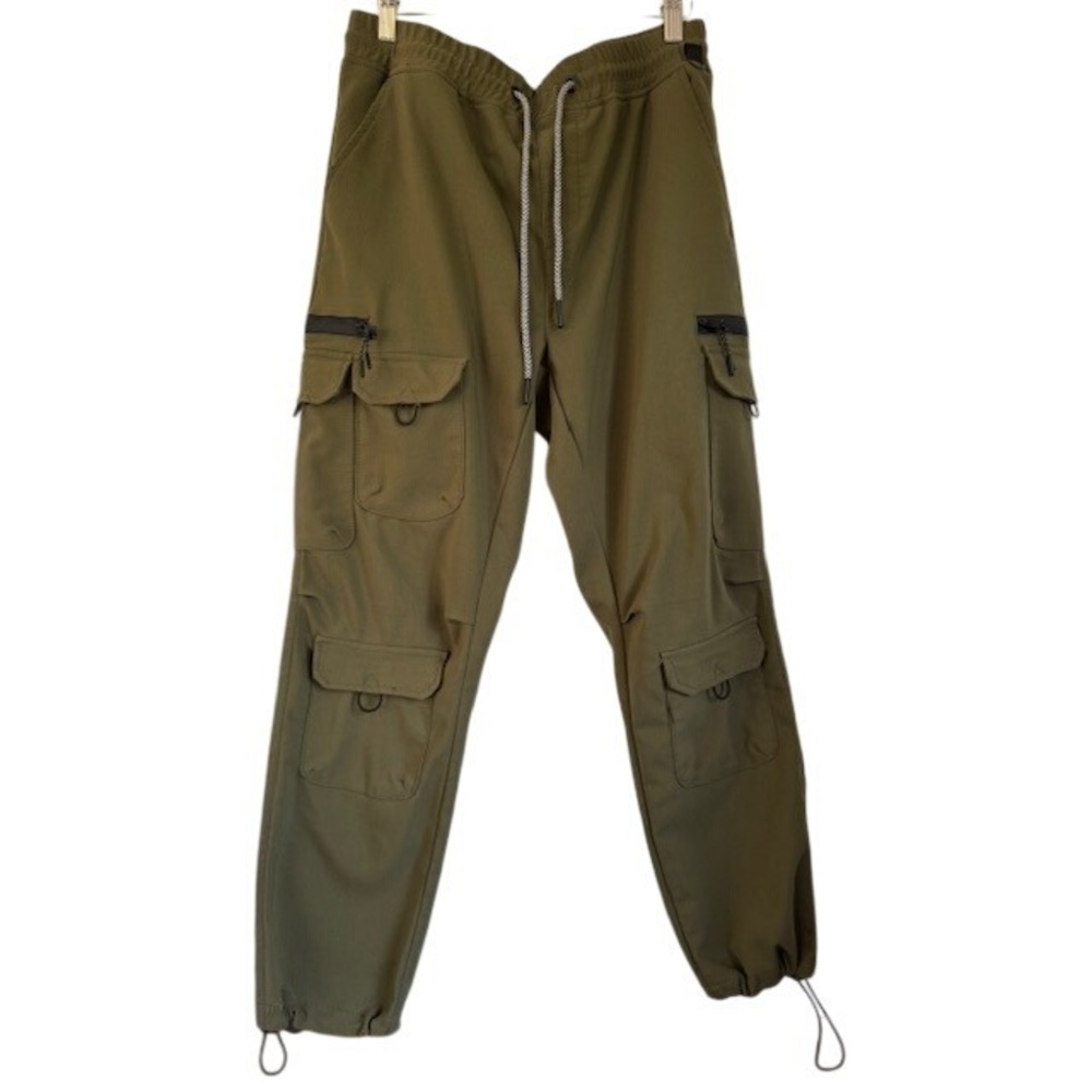 Pipeline Mens Olive Green Cargo Joggers Utility‎ Drawstring Waist Pants - size L